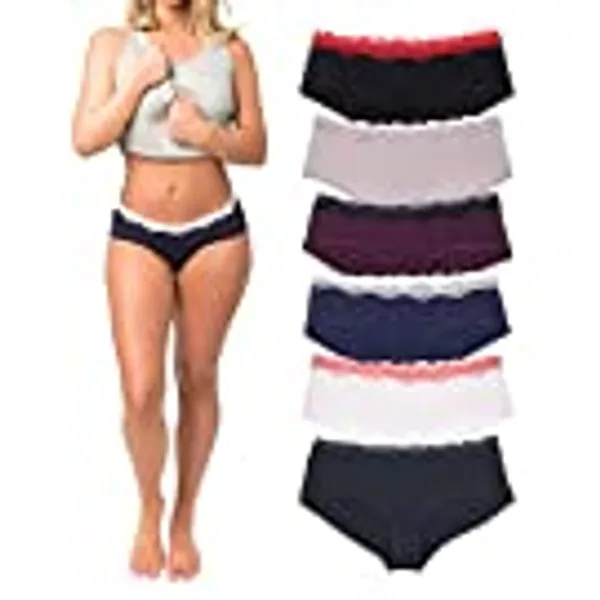 Emprella Cotton Underwear for Women, Lace Hipster Womens Panties Pack Regular - Plus Sizes