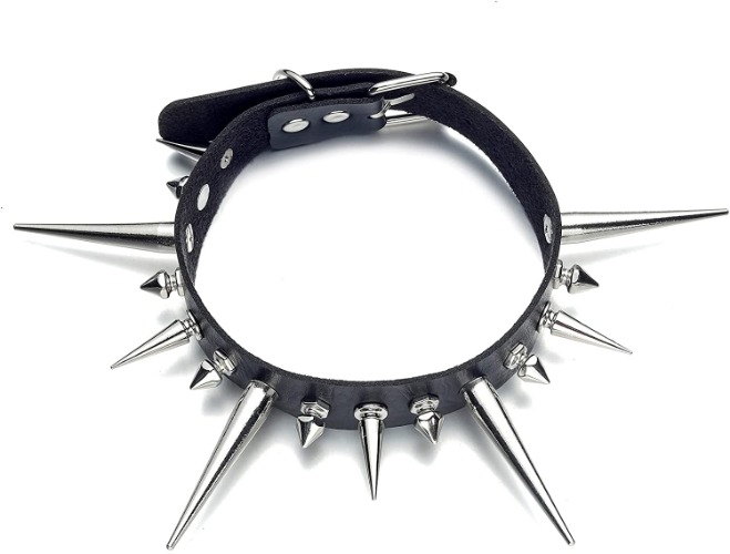 FNQUFUJ Goth Necklaces Long Spiked Choker Punk Rock Collar Halloween Costume Jewelry Gothic Accessories - black