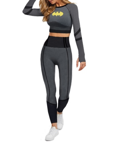 DC Comics Women's Cosplay Active Workout Outfits - Wonder Woman, Batgirl, Harley Quinn, Supergirl - 2 Piece Legging Sets - X-Large Batgirl