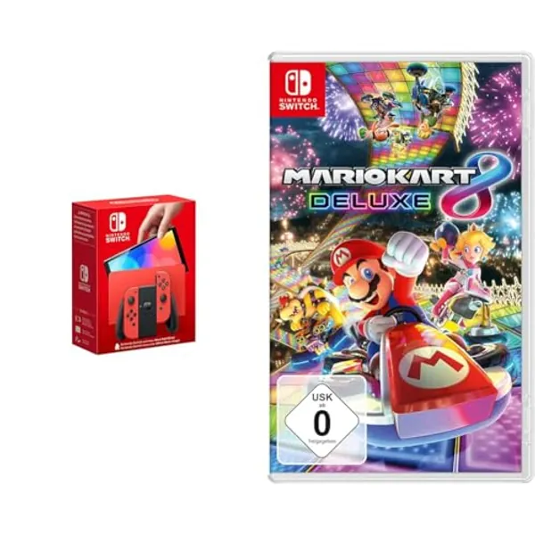 Nintendo Mario Kart 8 Deluxe + Konsole (OLED-Modell) - Mario-Edition (rot)