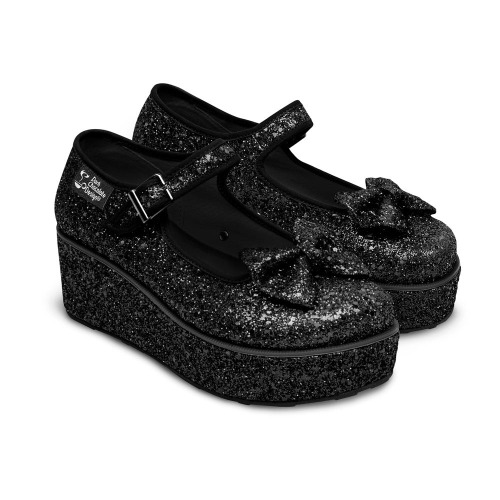 Chocolaticas® Black Glitter Women's Mary Jane Platform | 38 HCD/ 8 US/ 9.84"