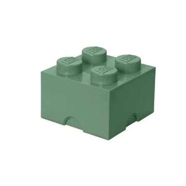 LEGO Brick 4 Knobs, Stackable Storage Box, 5.7 l, Sand Green, 25 x 25 x 18 cm