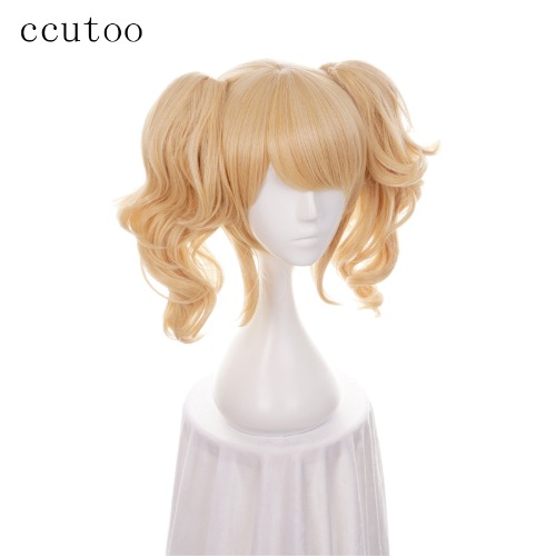 Ccutoo-Peluca de cabello sintético para Cosplay, pelo corto y rizado con Chip, color rubio dorado, resistente al calor - AliExpress 
