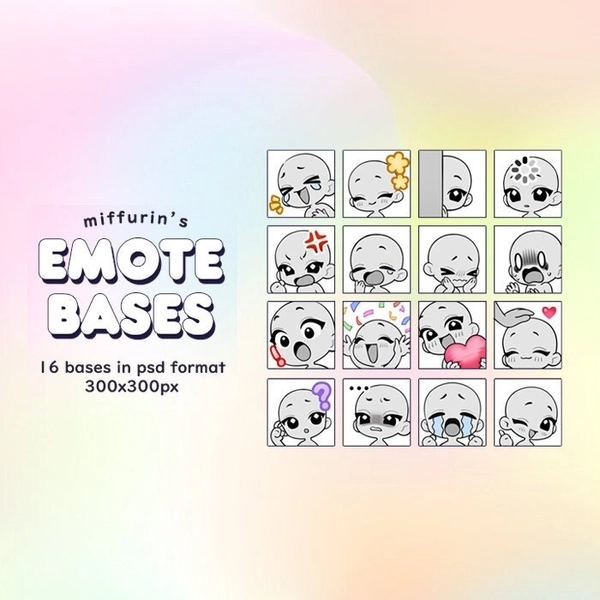 Emote Base Pack #01 - 16 bases to draw your own emotes on!