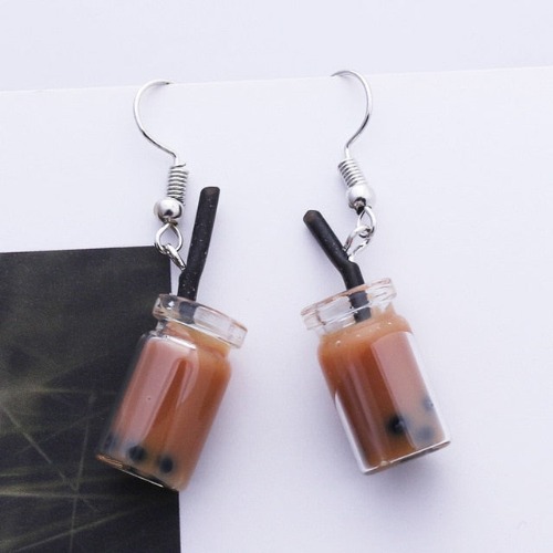 Jar of Milk Tea Earrings - Dark Milk Tea
