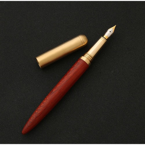 The Hemmingway | Handmade Wood and Brass Fountain Pen | Red Rosewood