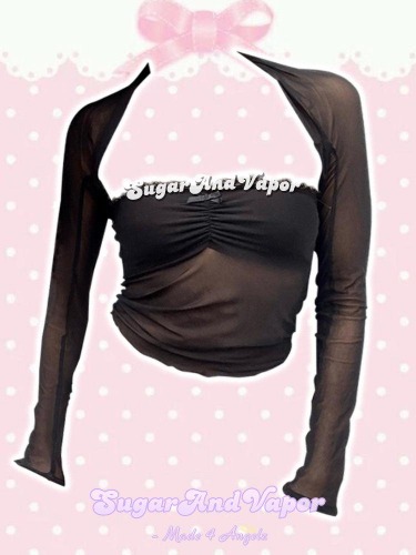 Dark Balletcore Mesh Shrug Style Top | Black / M