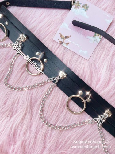 Gothic Lolita PU Leather Layered Chain Belt | black / OS