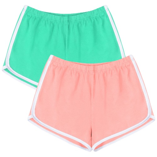 URATOT 2 Pack Cotton Sport Booty Shorts Yoga Dance Sleeping Short Pants Summer Athletic Shorts - Pink, Mint X-Large