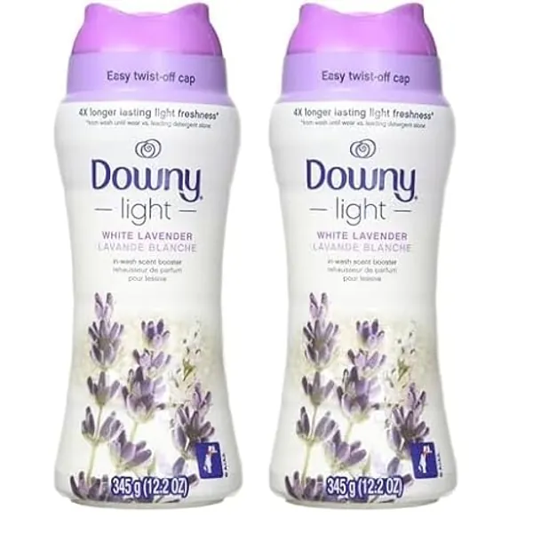 Downy Light Laundry Scent Booster Beads for Washer, White Lavender, 12.2 oz, with No Heavy Perfumes (Pack of 2)