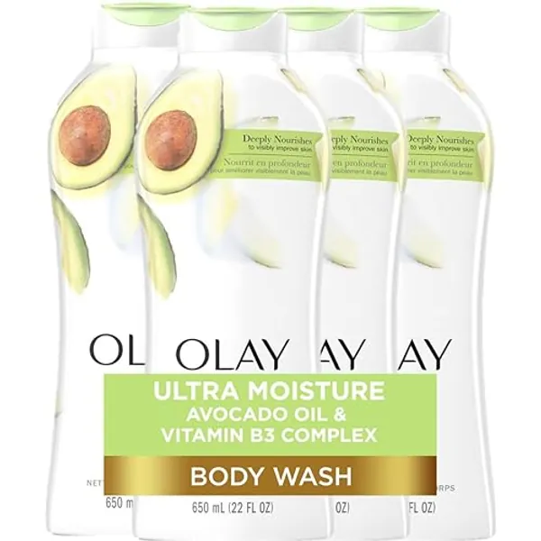 Olay Ultra Moisture Body Wash for Women, Deeply Nourishes, Vitamin B3 Complex, Clinically Proven, Avocado Oil Scent, 22 Fl Oz (Pack of 4)
