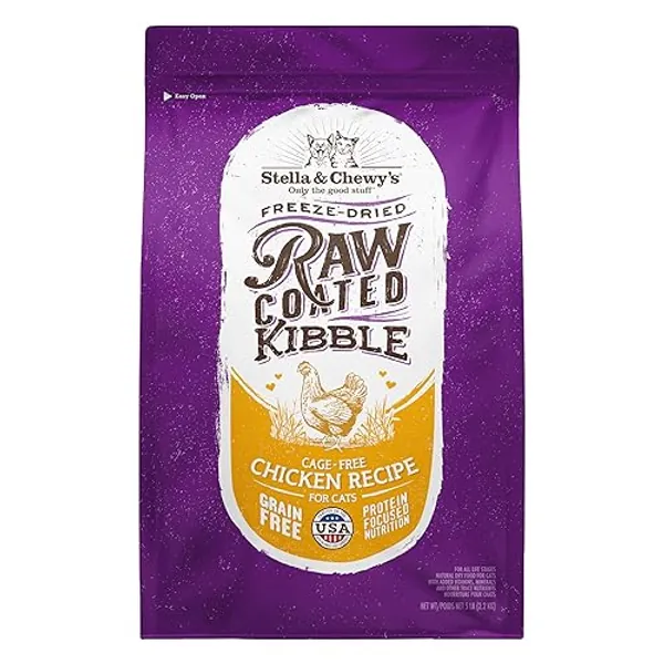 Stella & Chewy's Raw Coated Premium Kibble Cat Food – Grain Free, Protein Rich Meals – Cage-Free Chicken Recipe – 5 lb. Bag