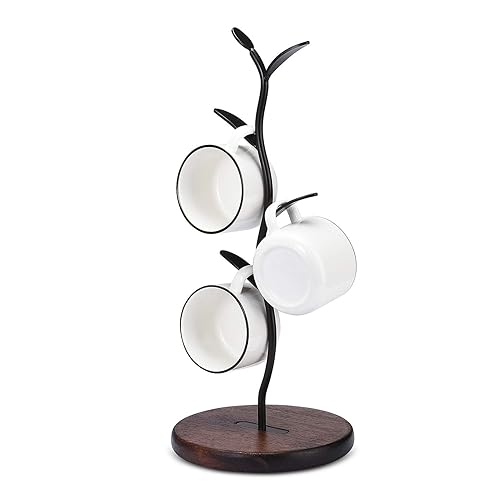 ALLCENER Mug Holder, Countertop Mug Tree, Coffee Mugs & Tea Cup Storage Rack, Coffee Counter Bar Accessory & Kitchen Organizer, Black (single row) - single row