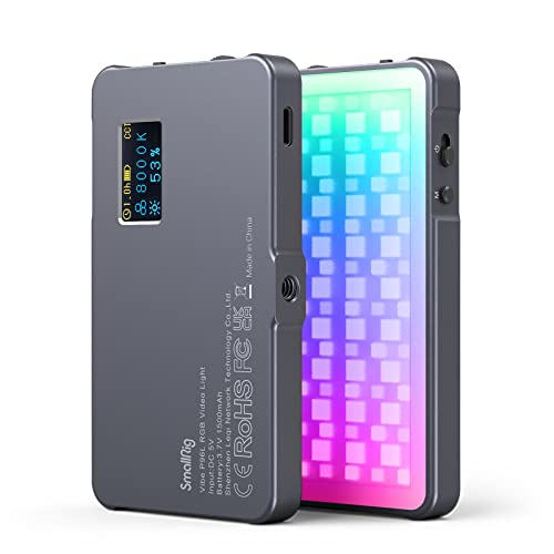 P96L RGB Video Light by SmallRig, Portable Metal LED Camera Light, 2500-9000K, 21 Effects, CRI 96+, OLED Display, Photo and Video Lighting, Long Battery Life, Fits Phone and Camera Sony, Nikon - 3489B - RGB Video Light