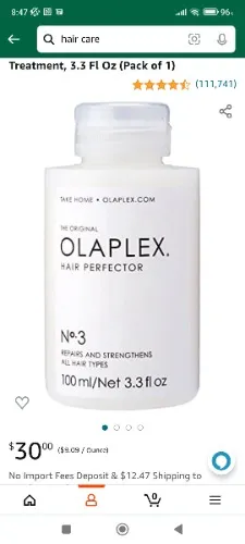 Amazon.com: Olaplex Hair Perfector No 3 Repairing Treatment, 3.3 Fl Oz (Pack of 1) : Olaplex: Beauty & Personal Care