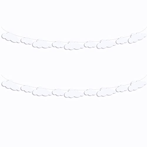 SaktopDeco 2 Pack Cloud Garland White Cloud Felt Banner Cloud Wall Decor Cloud Baby Shower Sky Theme Party Decorations