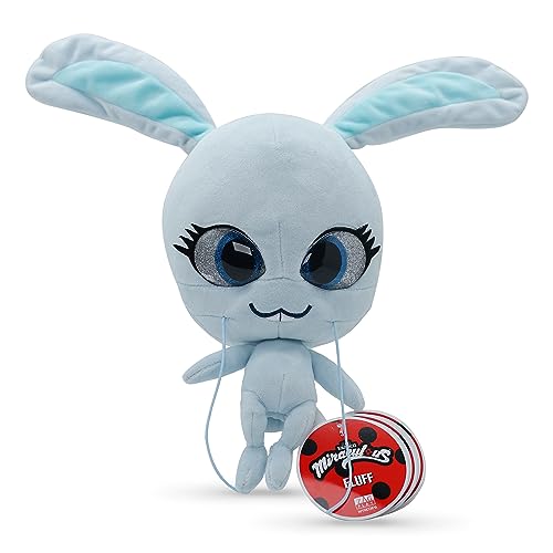 Miraculous Ladybug - Kwami Mon Ami Fluff, 9-inch Rabbit Plush Toys for Kids, Super Soft Stuffed Toy with Resin Eyes, High Glitter and Gloss, and Detailed Stitching Finishes (Wyncor) - Fluff