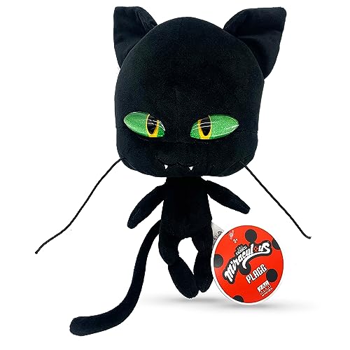 Miraculous Ladybug - Kwami Mon Ami Plagg, 9-inch Cat Plush Toys for Kids, Super Soft Stuffed Toy with Resin Eyes, High Glitter and Gloss, and Detailed Stitching Finishes (Wyncor) - Plagg