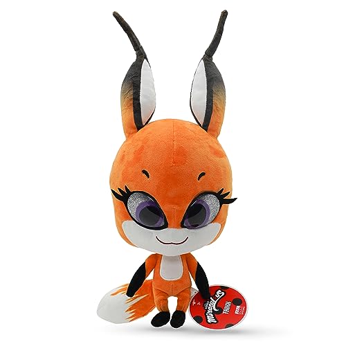 Miraculous Ladybug - Kwami Mon Ami Trixx, 9-inch Fox Plush Toys for Kids, Super Soft Stuffed Toy with Resin Eyes, High Glitter and Gloss, and Detailed Stitching Finishes (Wyncor) - Trixx