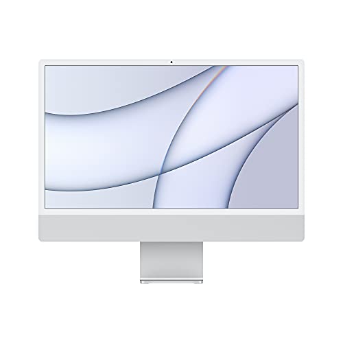 Apple 2021 iMac All in one desktop computer with M1 chip: 8-core CPU, 8-core GPU, 24-inch Retina display, 8GB RAM, 256GB SSD storage, matching accessories. Works with iPhone/iPad; Silver - 8-Core GPU - 256GB - Silver