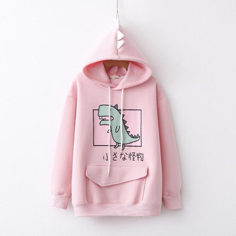 Pastel Dino Hoodie - Pink