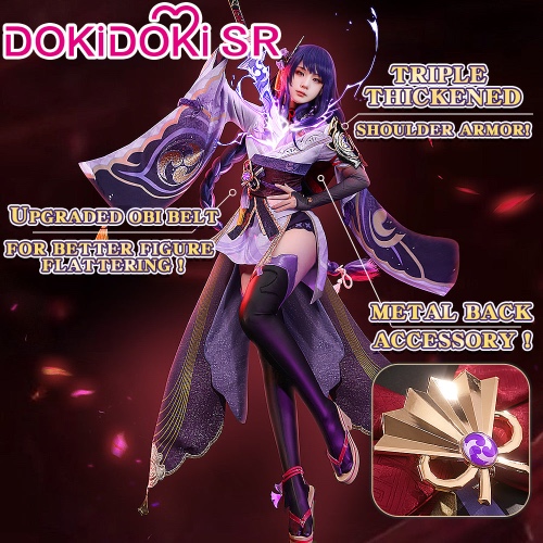 【Ready For Ship】【Size S-2XL】DokiDoki-SR Game Genshin Impact  Raiden Shogun  Cosplay Costume Baal | Upgrade Ver. Costume Only（Metal Accessories）-S