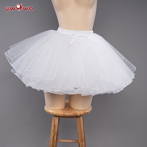 【In Stock】Uwowo Universal Black White Petticoat Crinolines Genshin Impanct Maid Ver. Best Match Petticoat Adjustable Bustle Pannier | COS-C-1623B（White）