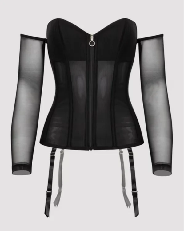 Lovehoney Secret Silhouette Black Steel-Boned Long Sleeve Corset