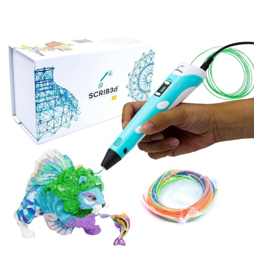 3D Printing Pen with Display - Includes 3D Pen, 3 Starter Colors of PLA Filament, Stencil Book + Project Guide, and Charger