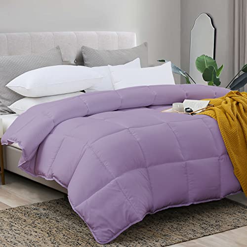 L LOVSOUL Microfiber Comforter Queen,Premium Brushed Microfiber Cover,Soft Plush Down Alternative Comforter Duvet Insert,Light Purple,90x90Inches - Queen - Light Purple