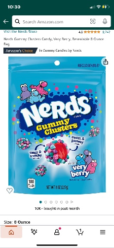 Nerds Gummy Clusters Candy, Very Berry, Resealable 8 Ounce Bag