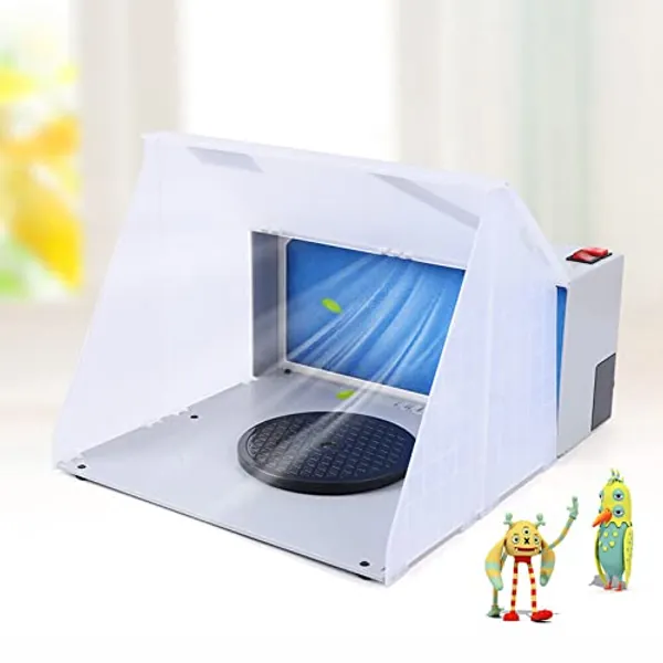 KOLHGNSE Airbrush Absauganlage, 3m³/min Lackierkabine Sprühkabine Modellbau Absauganlage Mobile Airbrush Filter mit Drehtisch