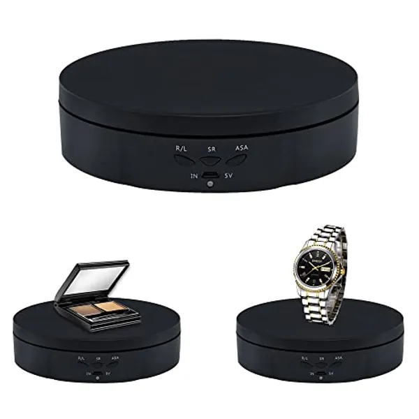 Mcbazel 360 Grad Elektrischer Drehteller Für Fotografie elektrisch drehbarer Drehteller Drehständer Display-Tisch 10KG zur Präsentation -14.5cm/5.7 inch（Schwarz）
