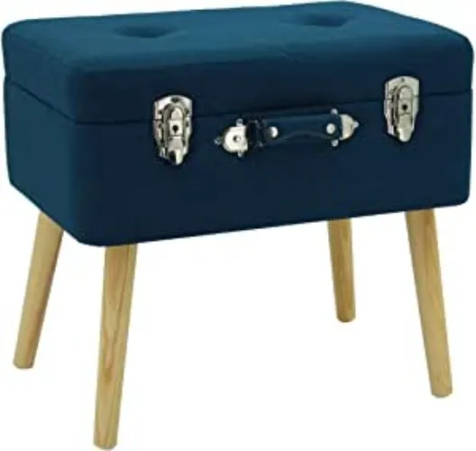 Happy Home Company 13173 - Cassapanca con vano portaoggetti, in cotone, colore: Blu : Amazon.it: Casa e cucina