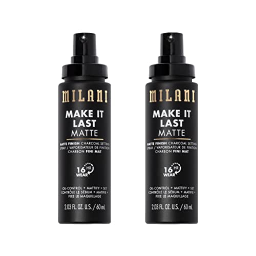 Milani Make it Last Matte - Matte Finish Charcoal Setting Spray - Cruelty-Free Makeup Primer and Setting Spray for Oily Skin - Long Lasting Finishing Spray - 2 Pack - 2 Pack Matte