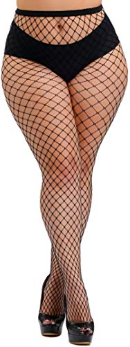 HZH Womens High Waist Tights Fishnet Stockings Plus Size Thigh High Pantyhose - Medium-3X-Large - 1-m/Large Gride-1 Pair