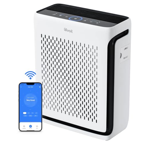 LEVOIT Air Purifiers for Home Large Room Bedroom Up to 1110 Ft² with Air Quality and Light Sensors, Smart WiFi, Washable Filters, HEPA Sleep Mode for Pets, Allergies, Dust, Pollon, Vital 100S-P, White - White