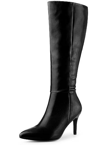 Perphy High Heels Pointed Toe Stiletto Heel Knee High Boots for Women - 7.5 - Black
