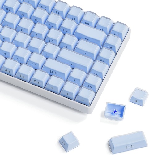 XVX Keycaps 60 Percent - Crystal Jelly Keycaps, OEM Profile 113 Keys Custom Blue Keycaps, Letter Side Engraving Keyboard Keycaps for 60% 65%75% 100% Cherry Gateron MX Switches Mechanical Keyboard
