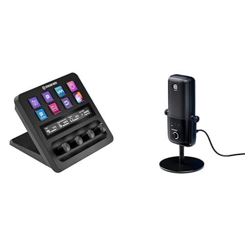 Elgato Stream Deck +, Audio Mixer, Production Console and Studio Controller for Content Creators & Wave:3 - Premium Studio Quality USB Condenser Microphone for Streaming, Podcast - Audio Mixing (USB Mic) - Stream Deck + Microphone