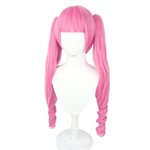 Anime Perona Cosplay Wig 80cm Long Pink Curly Hair One Piece Perona Wigs Heat Resistant Synthetic Hair Party Woman Wigs + Wig Cap (A) - A