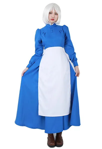 Howls Moving Castle Sophie Hatter Blue Dress Cosplay Costume