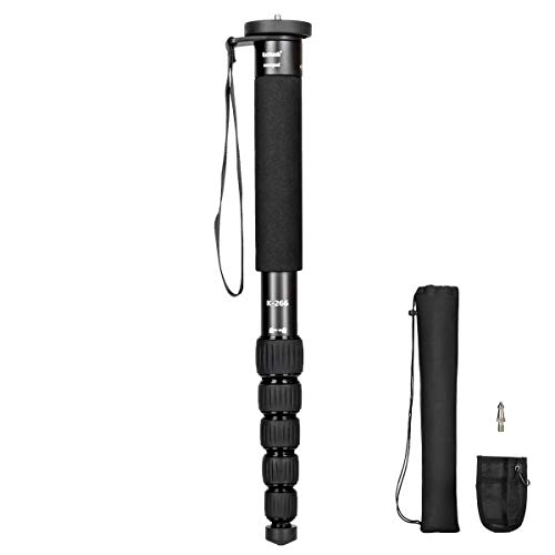 koolehaoda 6-Section Monopod Compact Portable Photography Aluminum Alloy Unipod Stick, Max. Load 10kg / 22lbs, Folding Size is only 38CM (Black) - Black