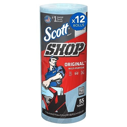 Scott® Shop Towels Original (75147), Blue, (55 Towels/Roll, 12 Rolls/Case, 660 Towels/Case) - 55 sheets/roll