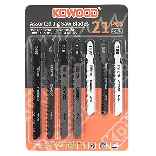 Jig Saw Blades 21pcs,Assorted Professional Saw Blades for Wood and Metal by KOWOOD… - 21 pcs
