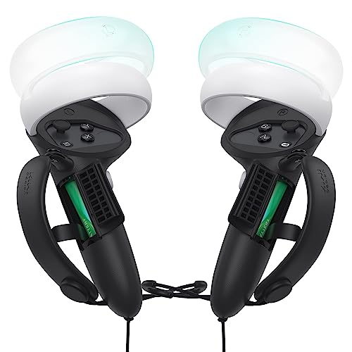 KIWI design Controller Grips Compatible with Quest 2 Accessories, with Battery Opening Protector with Knuckle Straps, Suitable for Large Hands (Black) - Black