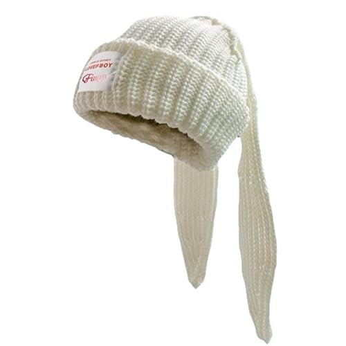 OMLAMP Y2k Hats New Jeans Bunny Ears Hat Kpop Outfits for Women Women's Beanie Hip-hop Beanies Grunge Girl Caps - One Size - White Bunny Ear