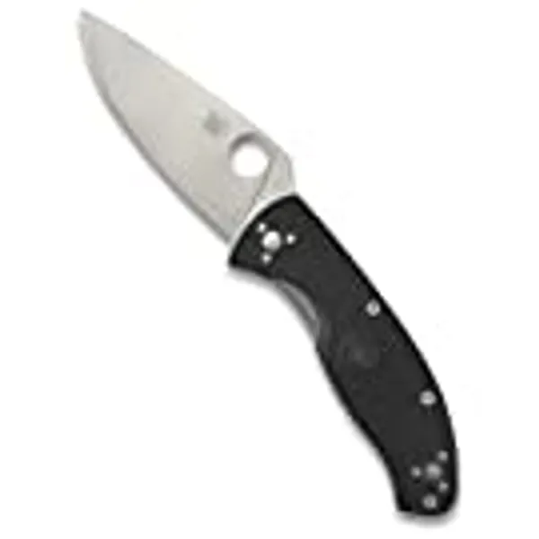 Spyderco Tenacious Lightweight Folding Utility Pocket Knife with 3.39" Stainless Steel Blade and Black FRN Handle - Everyday Carry - PlainEdge - C122PBK