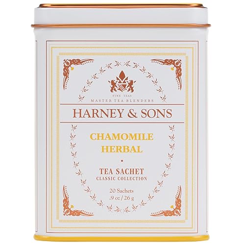 Harney & Sons Chamomile Herbal Tea, Classic Tin, 20 Sachets, white - 20 Count (Pack of 1)