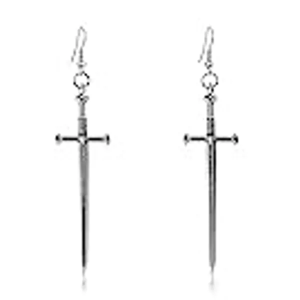 WUWEIJIAJIA Unique Retro Gothic Long Sword Hook Earrings Vintage Silver Punk Style Knife Dangle Drop Earrings for Women Girls Trendy Men Statement Jewelry Gifts